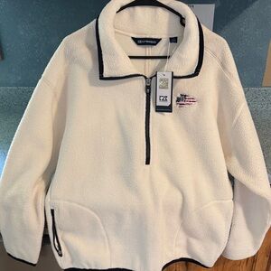 Kansas City Chiefs Cutter & Buck White Fleece Pullover with Black Trim